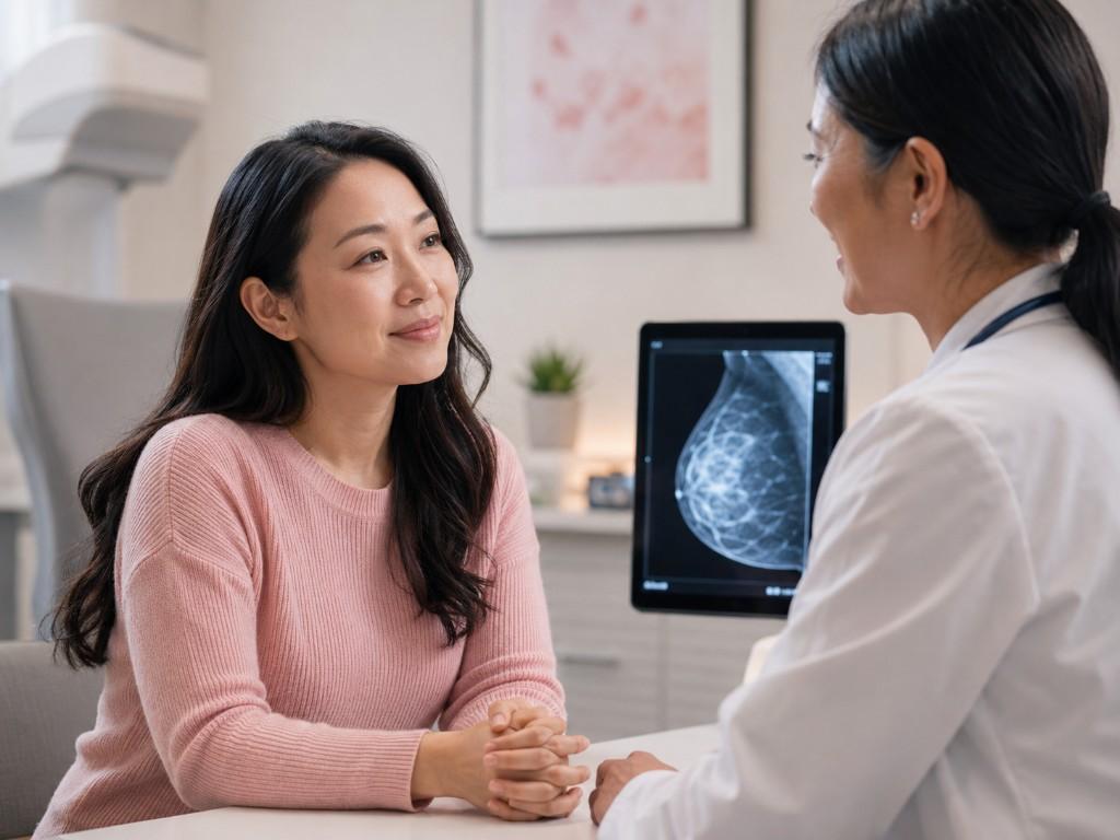Doctor explaining women's reproductive health with a medical model