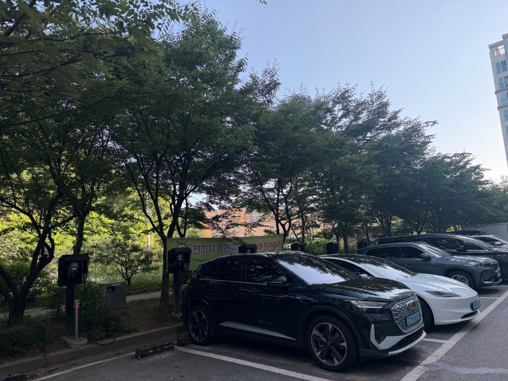 EV charging spaces in the apartment parking lot