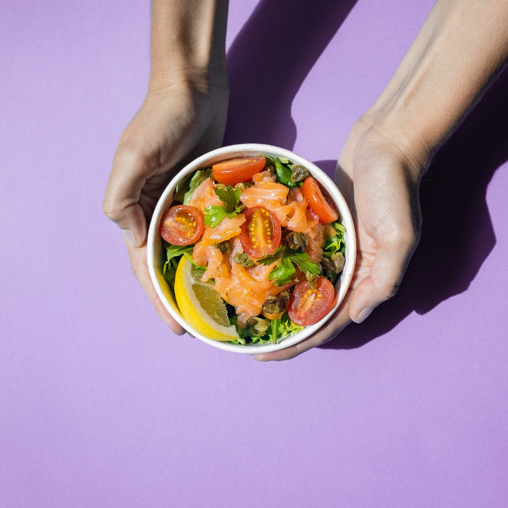 Salmon poke-style bowl — protein, vegetables, and carbs in one balanced lunch