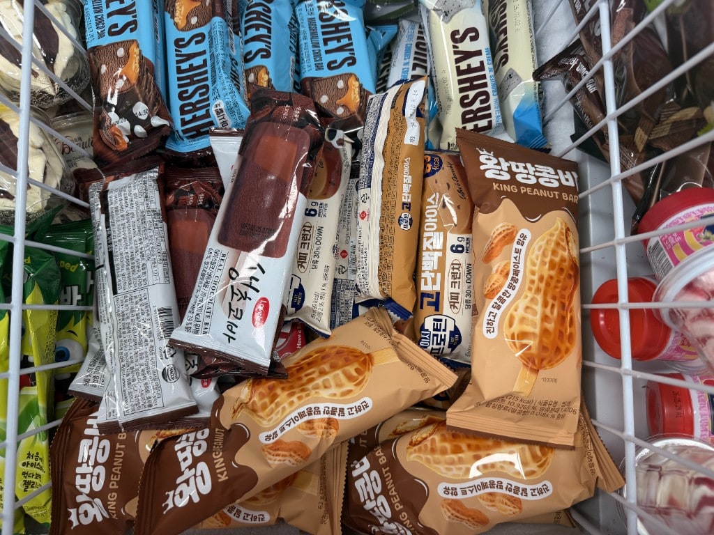 Freezer close-up with high-protein and Lalasweet bars